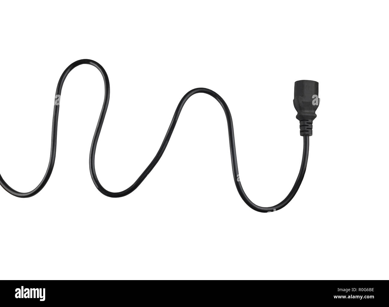Black power cable line isolated on white background and have clipping paths. Stock Photo