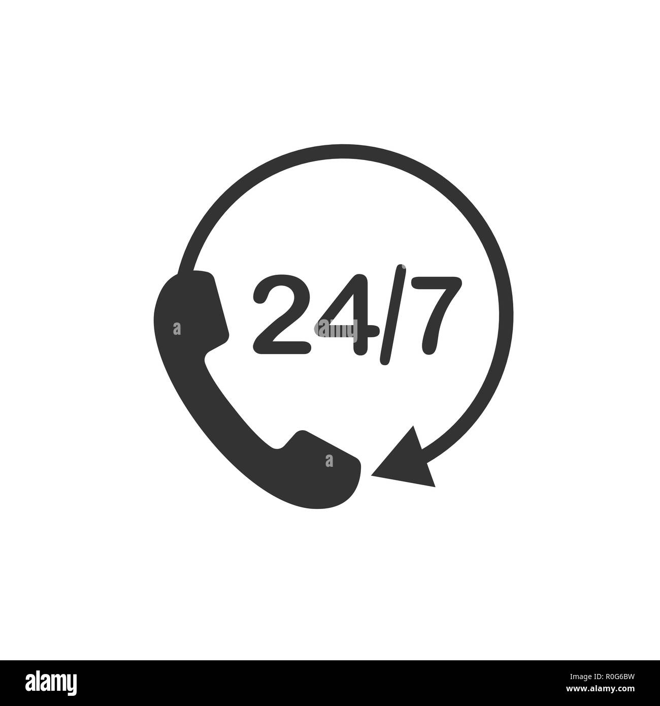 Call 24 icon. Call centre. Vector illustration, flat design. Stock Vector
