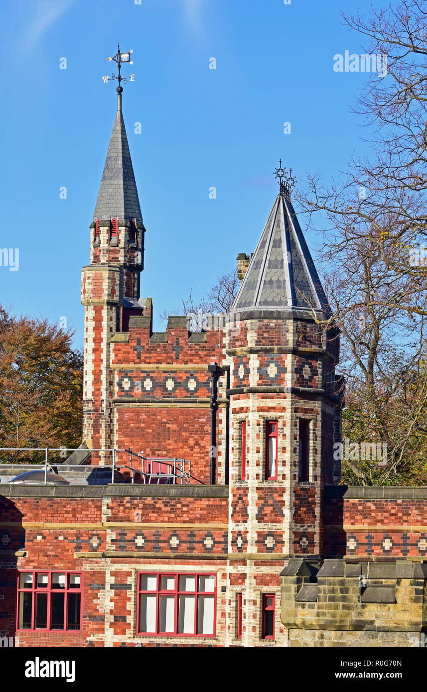 Saltwell Towers within Saltwell Park, Low Fell, Tyne and Wear Stock Photo