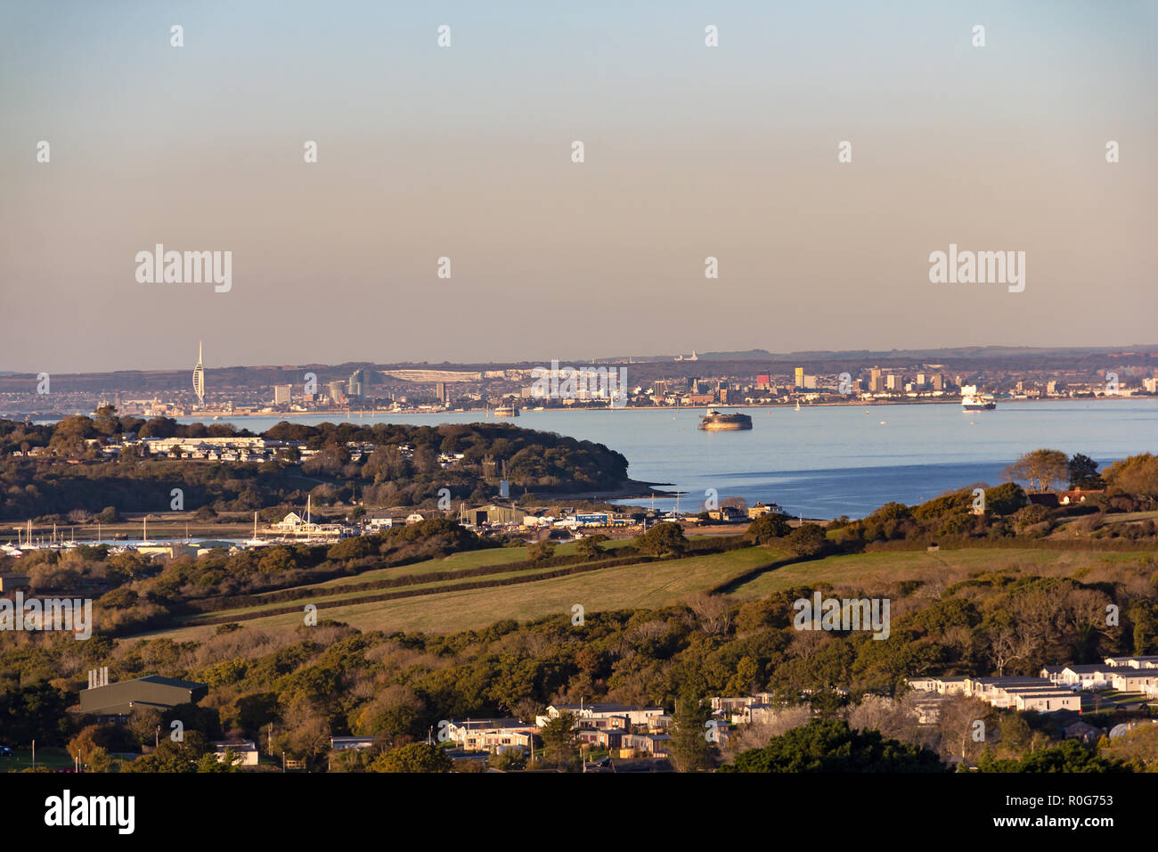 The Solent from Culver Down Stock Photo