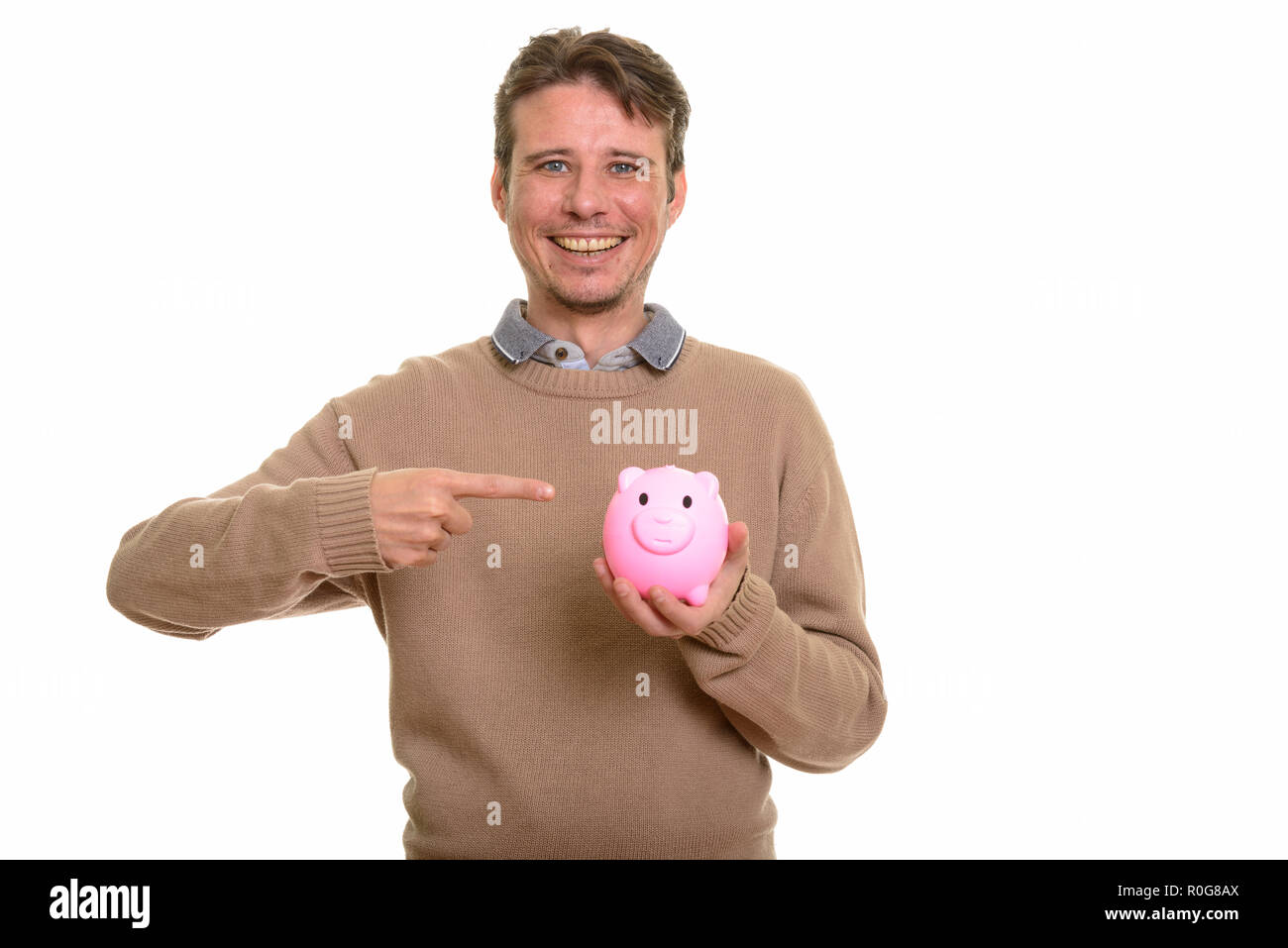 Man pointing finger money isolated hi-res stock photography and images ...