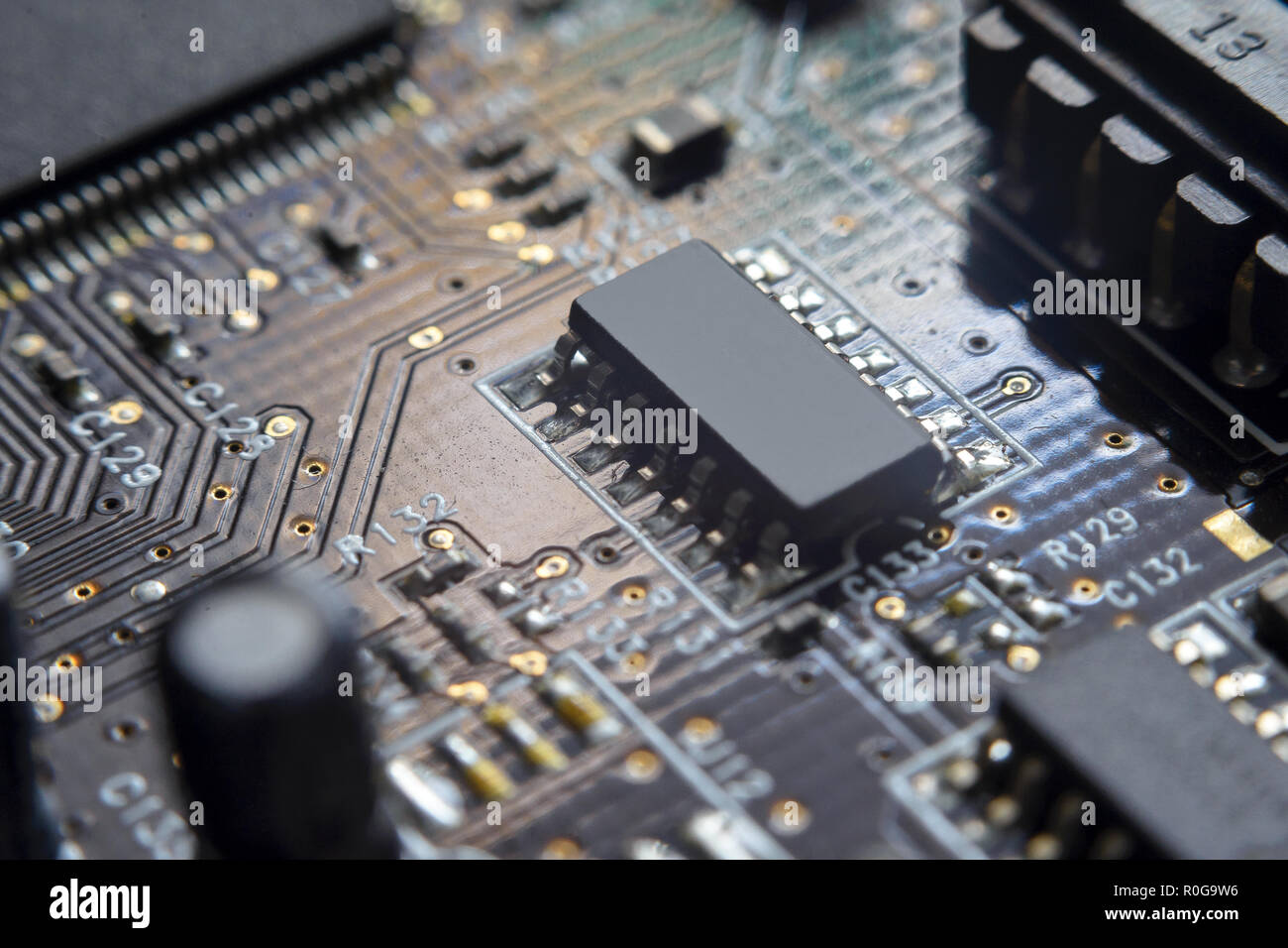 Electronic circuit board with chip close up for background Stock Photo - Alamy Electronic circuit board with chip close up for background Stock Photo - Alamy