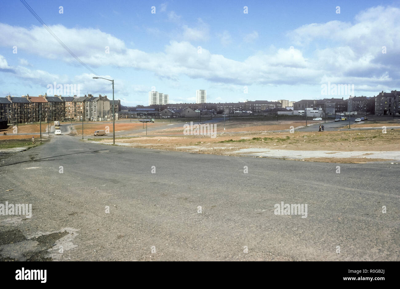 A cleared Comprehensive Development Area in Maryhill, Glasgow in April 1977. Stock Photo