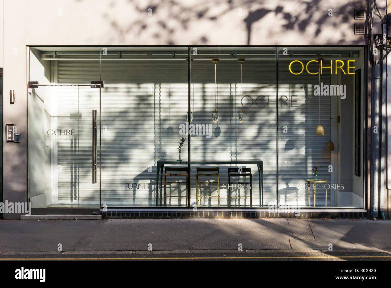 Ochre contemporary furniture, lighting & accessories shop in Clerkenwell, London. Stock Photo