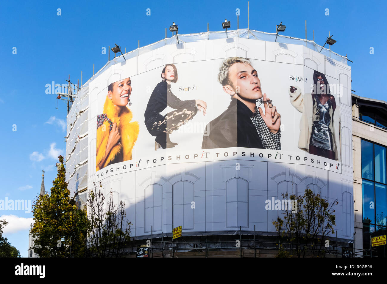 Large Topshop advertisement on building in Clerkenwell, London Stock Photo  - Alamy