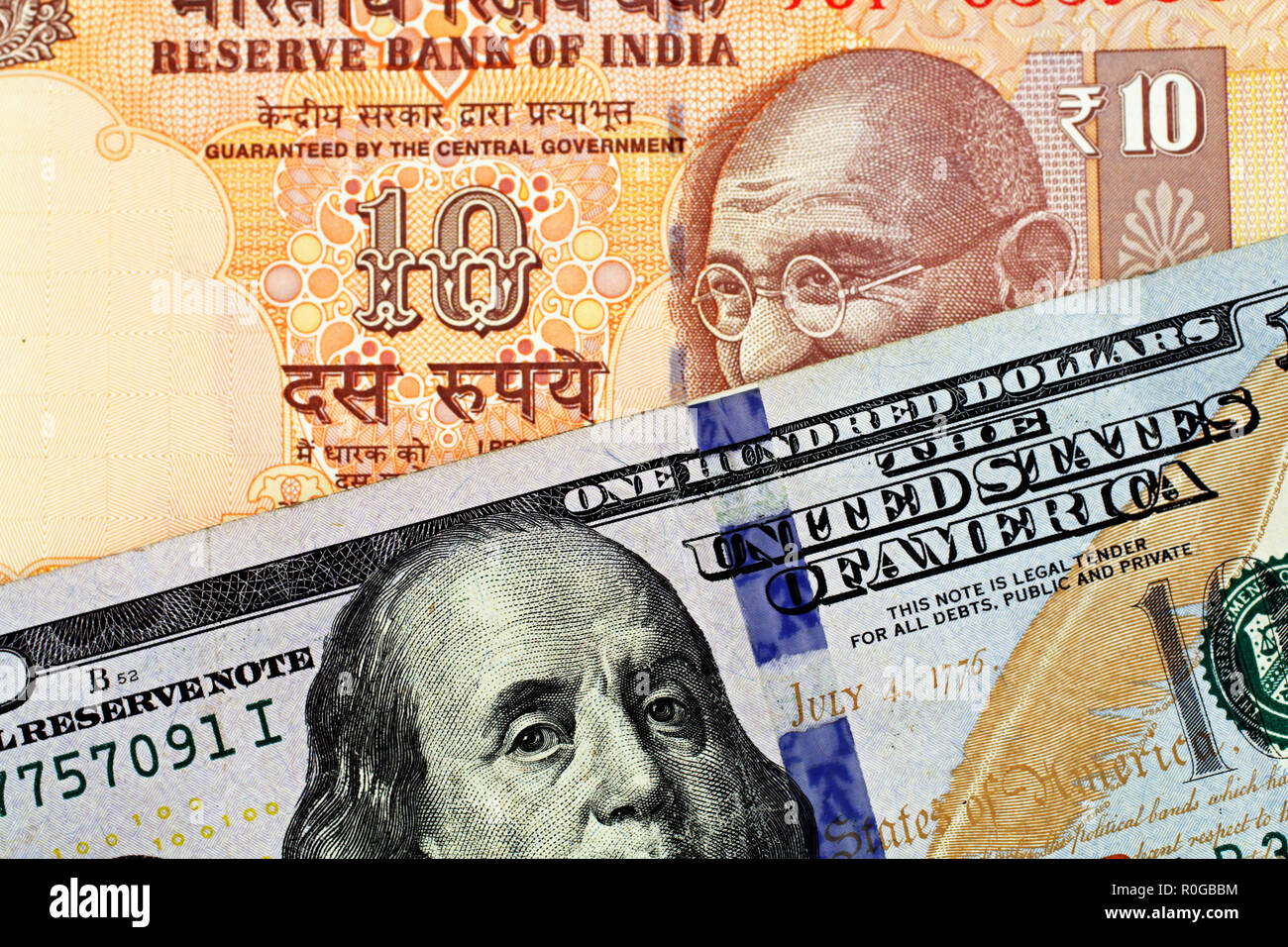 Indian rupee note american dollar hires stock photography and images