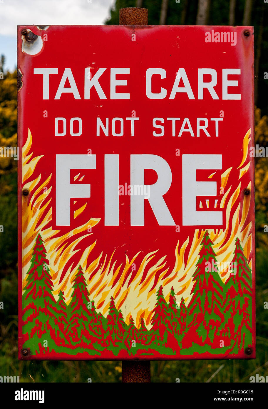 Take care Do not start Fire sign Stock Photo