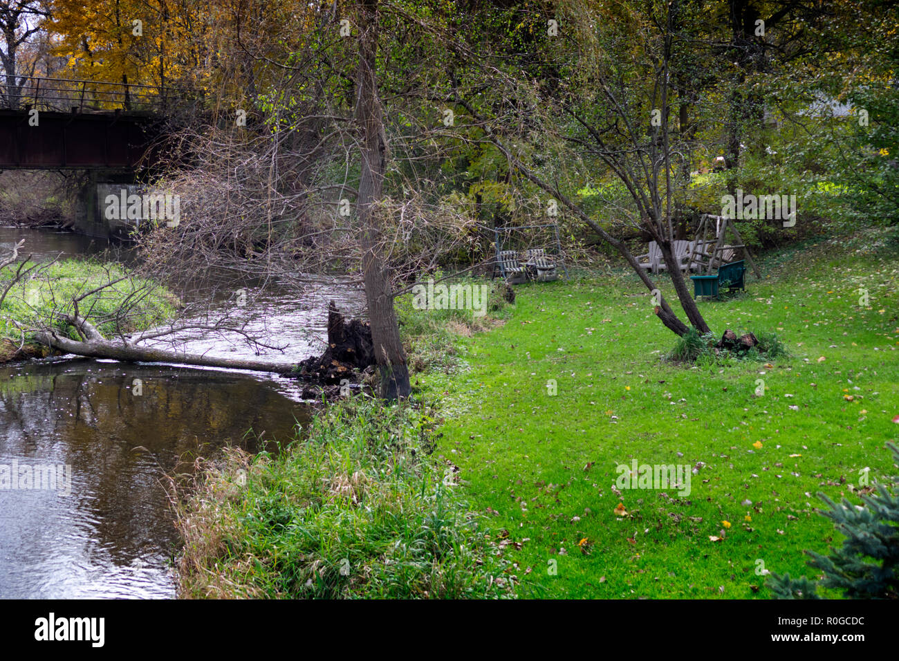 Sitting place beside the Nippersink Creek in Genoa City, Wisconsin, USA