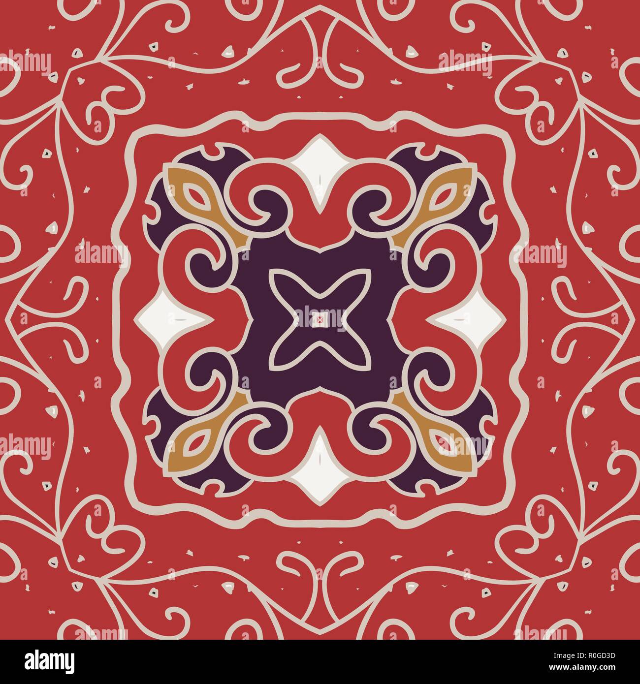 vector seamless pattern vintage look on red background Stock Vector