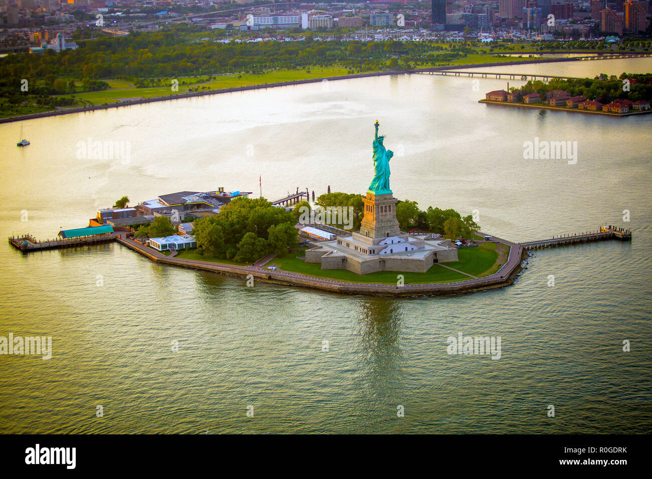 New York Statue of Liberty aerial view Stock Photo - Alamy