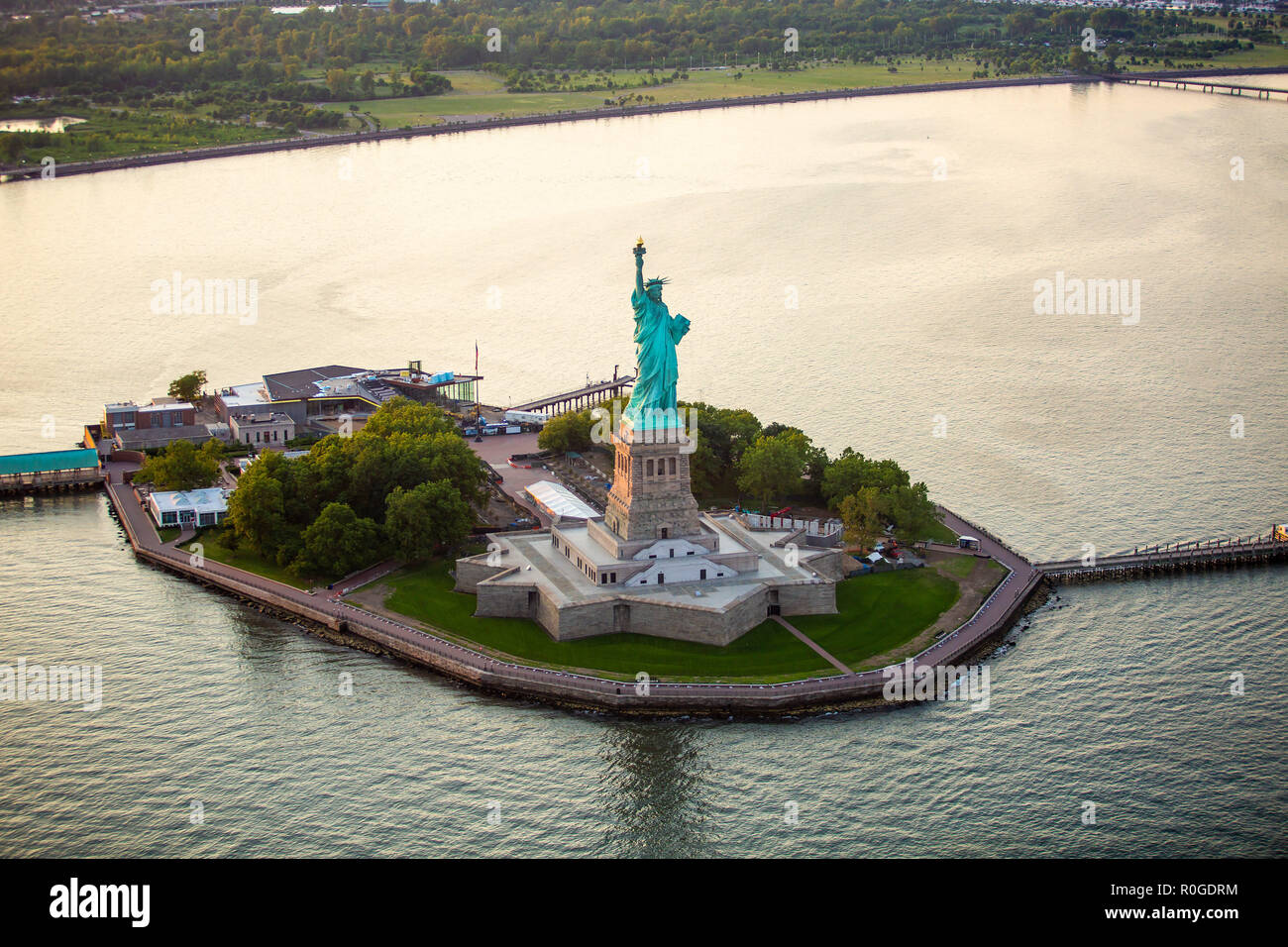 New York Statue of Liberty aerial view Stock Photo - Alamy