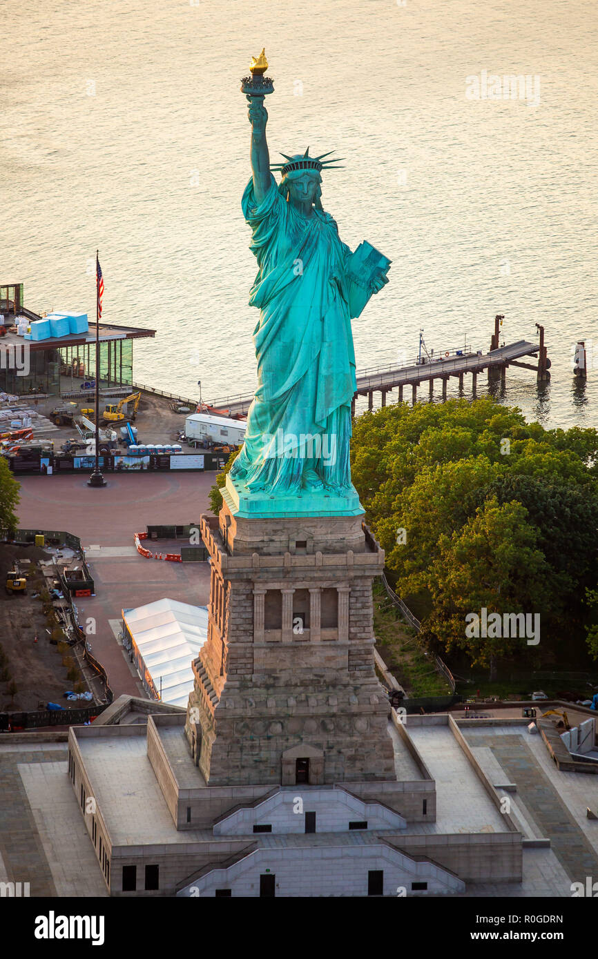 New York Statue of Liberty aerial view Stock Photo - Alamy