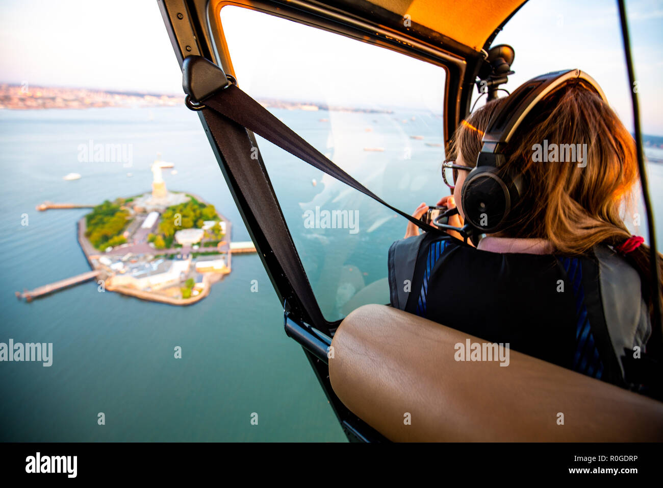New York Statue of Liberty helicopter tour flight Stock Photo Alamy