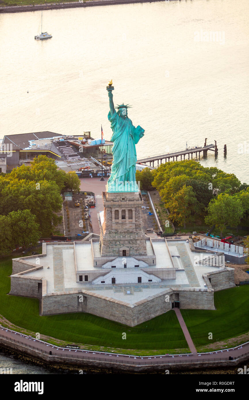 New York Statue of Liberty aerial view Stock Photo - Alamy