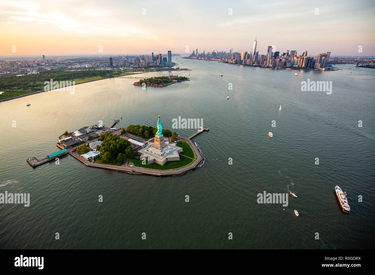 New York Statue of Liberty aerial view Stock Photo - Alamy