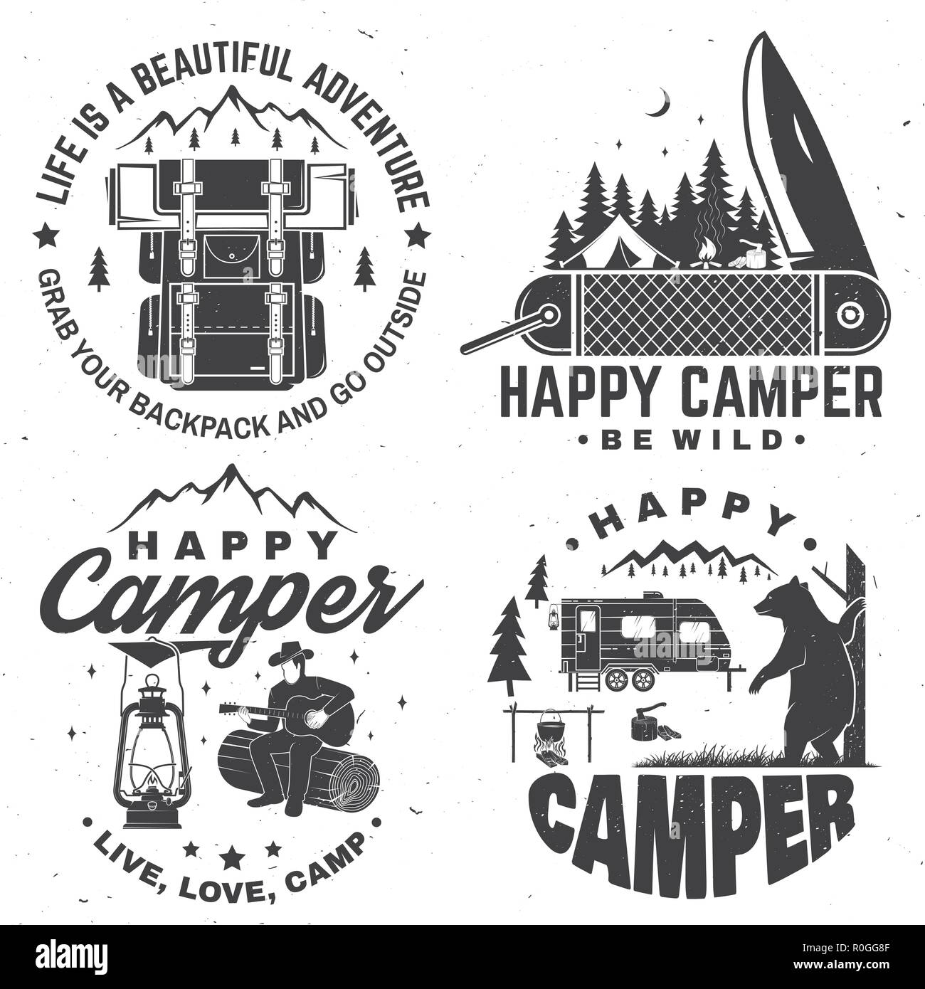 Happy camper. Vector illustration. Concept for shirt or logo, print ...