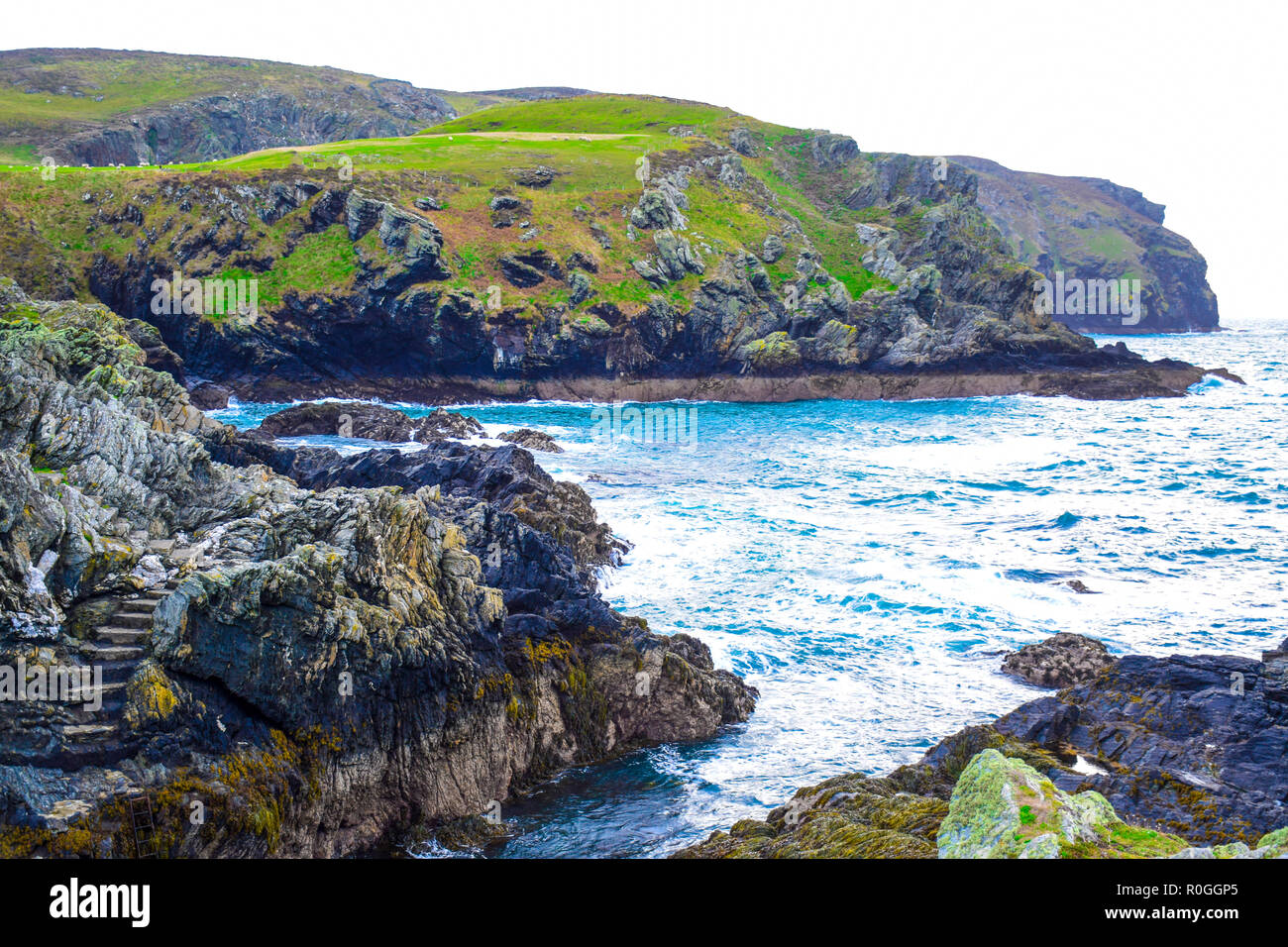 Beautiful landscape of Calf Sound in the Isle of Man, a very famous viewpoint in the island Stock Photo