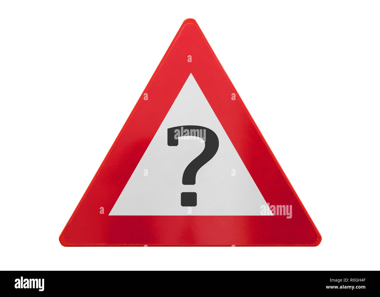 Traffic sign isolated Question mark Isolated on white Stock Photo