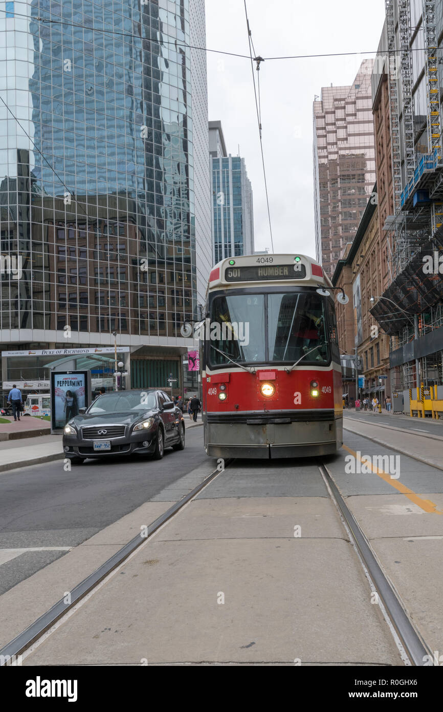Tram and Car, Downtown Toronto, Canada Stock Photo Alamy