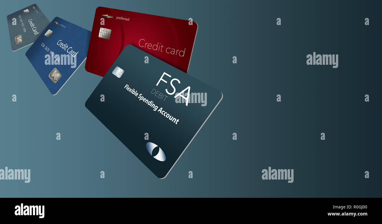 Here is a Flexible Spending Account debit card shown with credit cards
