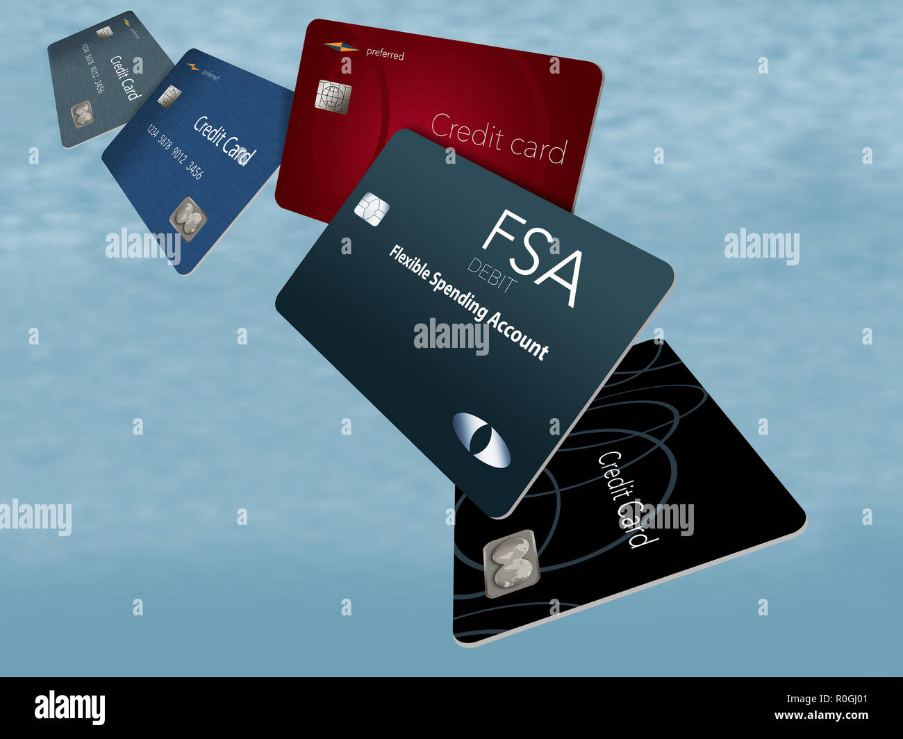 Here is a Flexible Spending Account debit card shown with credit cards