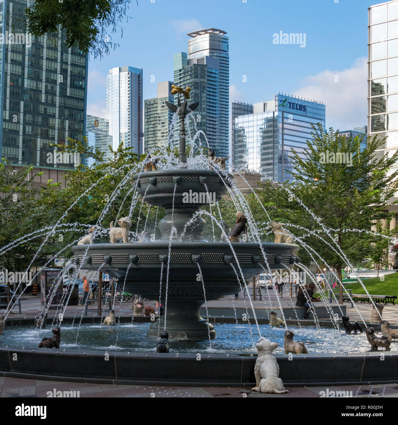 Dog fountain in Berczy Park, Toronto, Canada Stock Photo Alamy