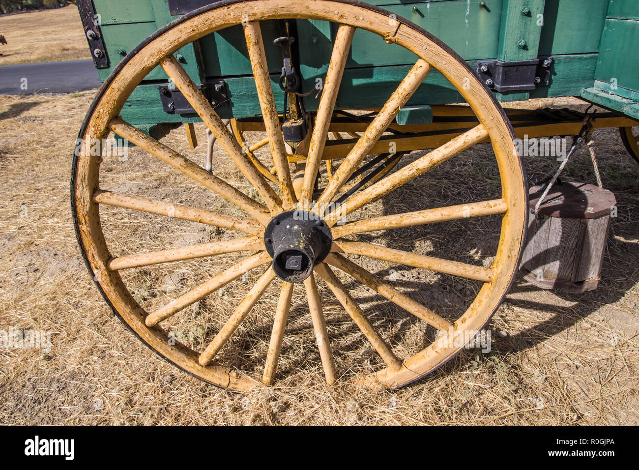 Vintage Wooden Wagon Wheel Stock Photo 