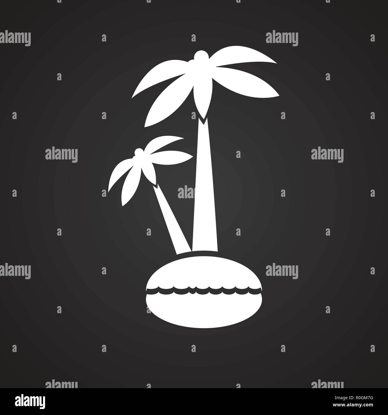 Palm tree on island on black background icon Stock Vector Image & Art ...