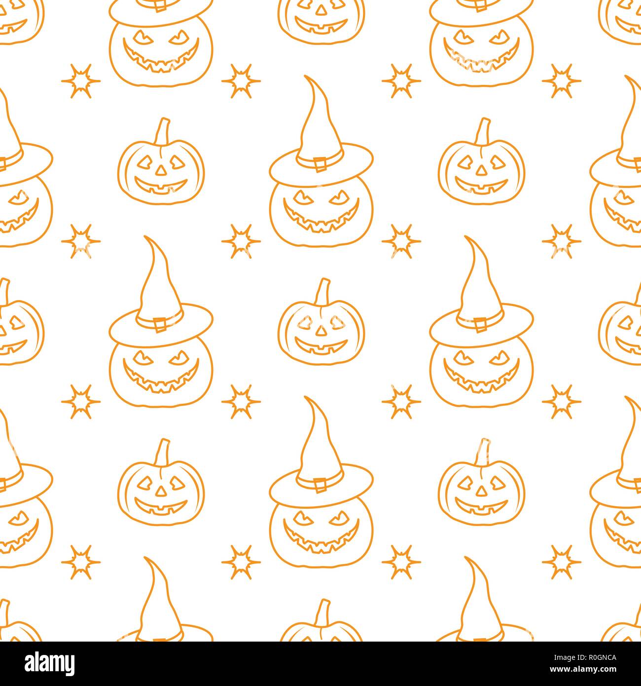 Halloween 2019 vector seamless pattern with pumpkins, witch hat. Design ...