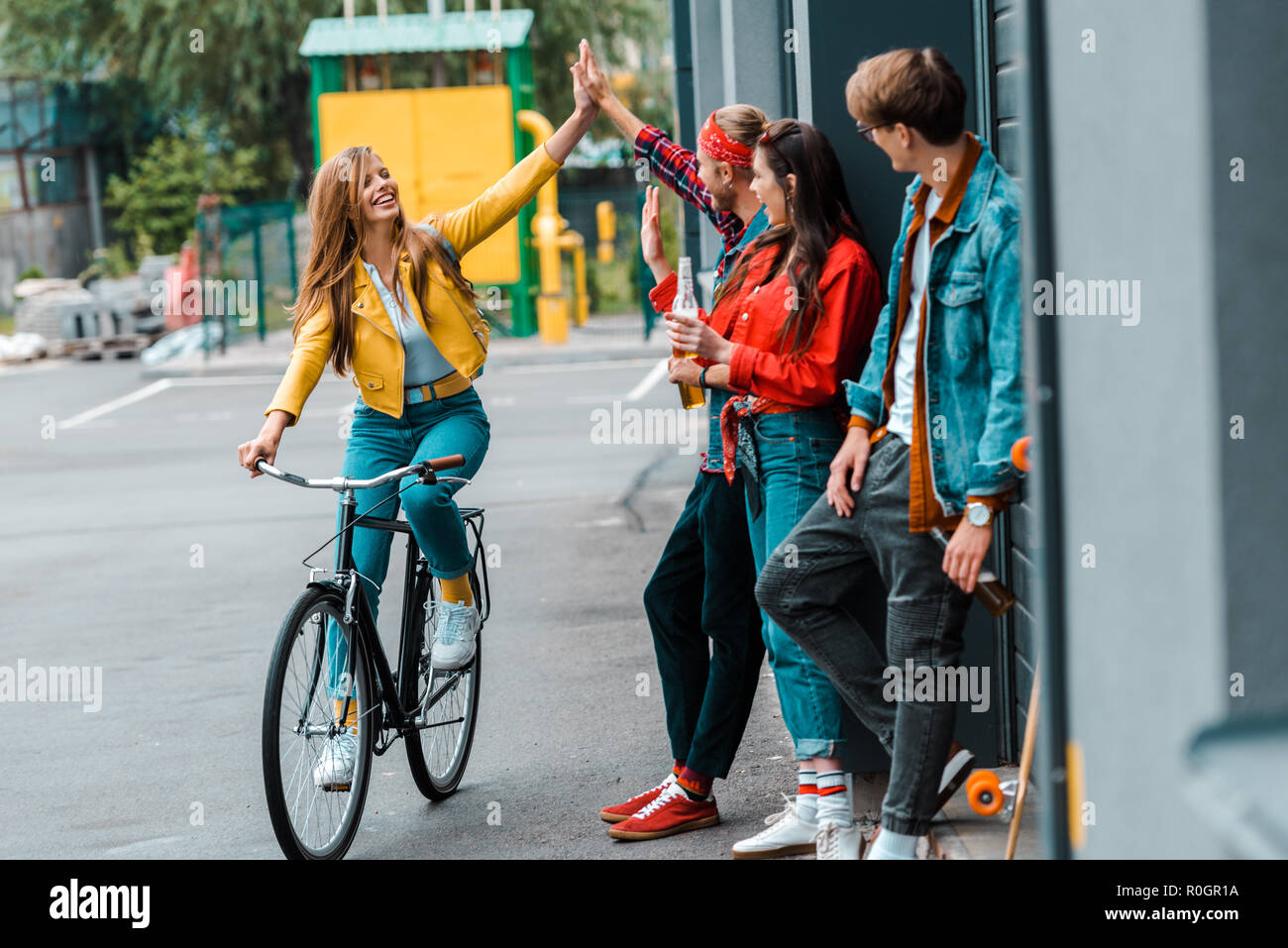stylish girl with bike