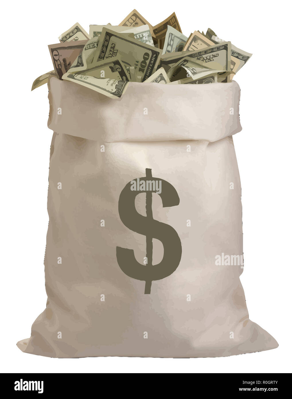 bag of money sack profit savings bank cash illustration Stock Photo - Alamy