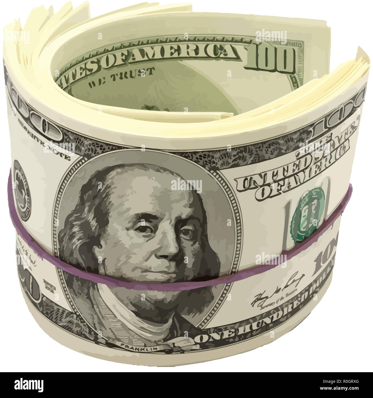 bill folded up united states dollar banknote cash currency illustration ...