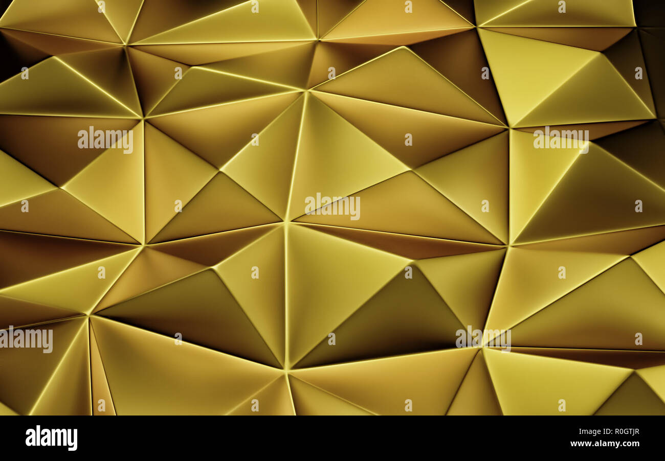 An abstract gold geometrical background. 3D render Stock Photo