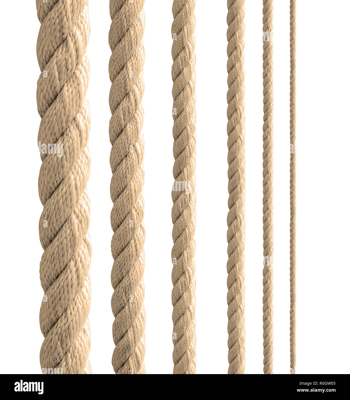 collection of various ropes string on white background Stock Photo Alamy