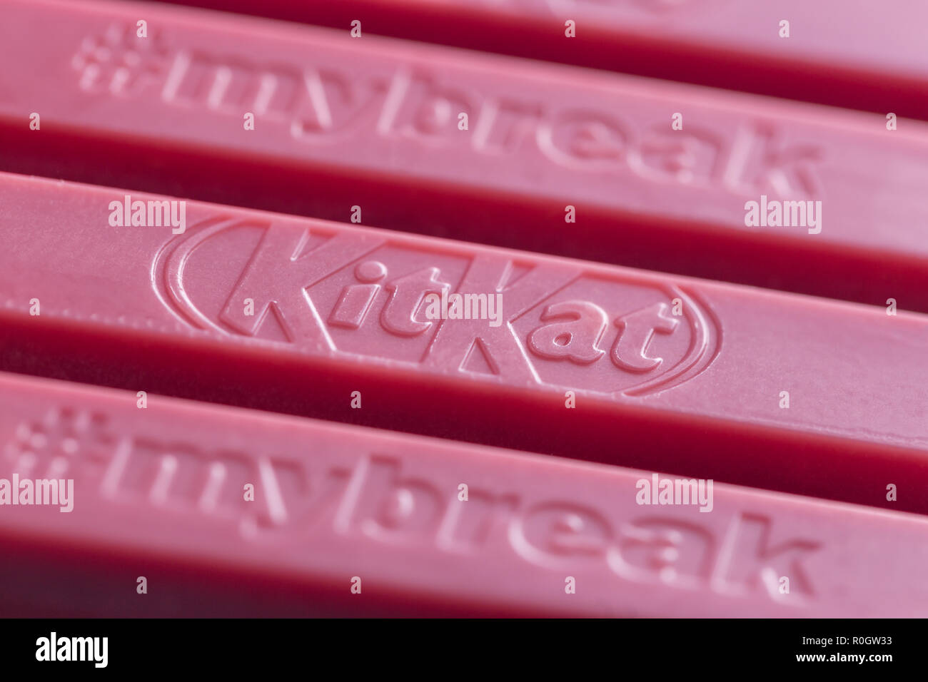 Warsaw, Poland October 20, 2018 KitKat Ruby Cocoa Beans, Nestle. 4