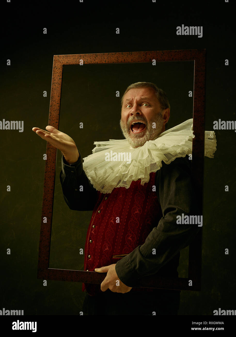 Official portrait of historical governor from the golden age with ...