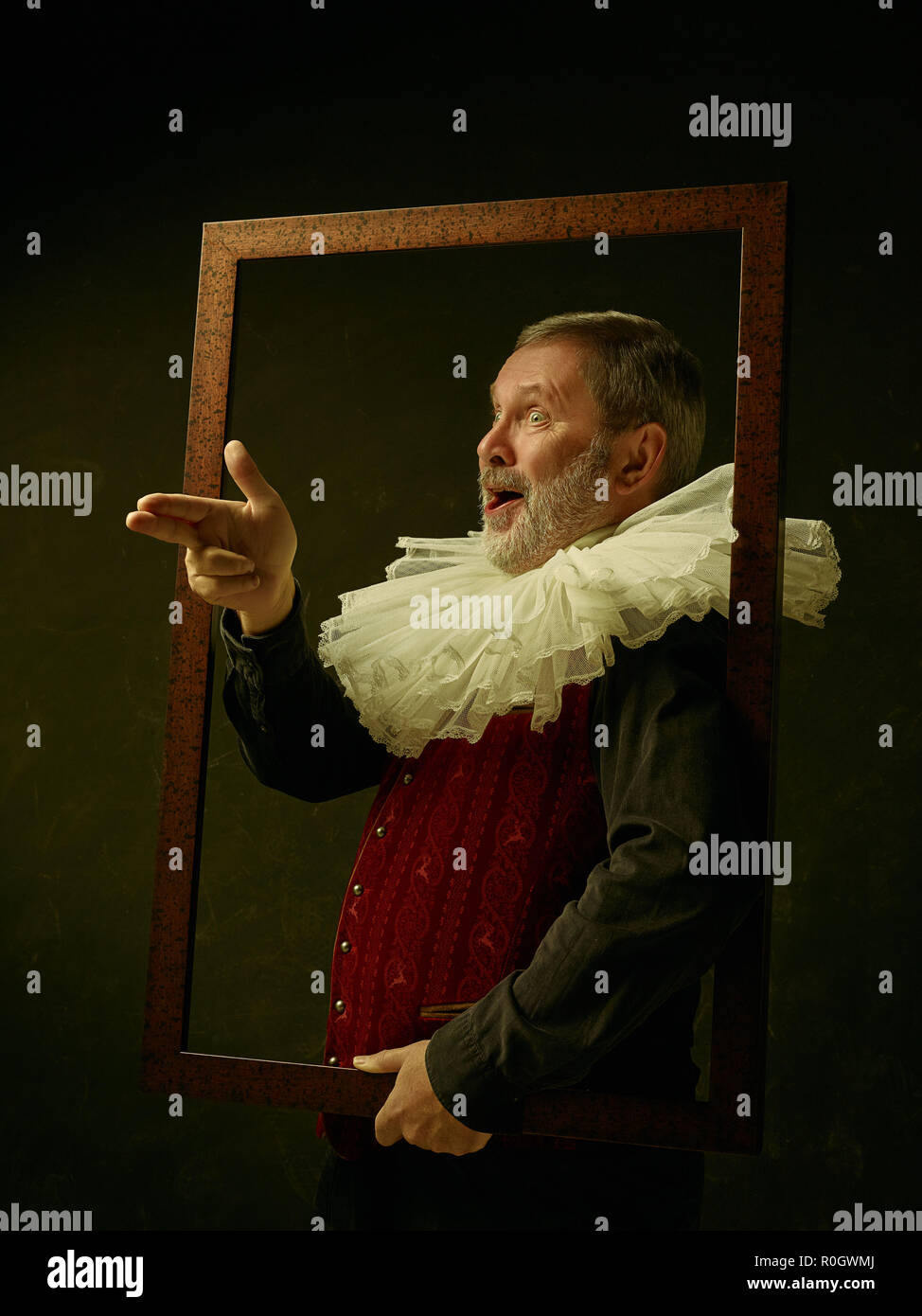 Official portrait of historical governor from the golden age with ...