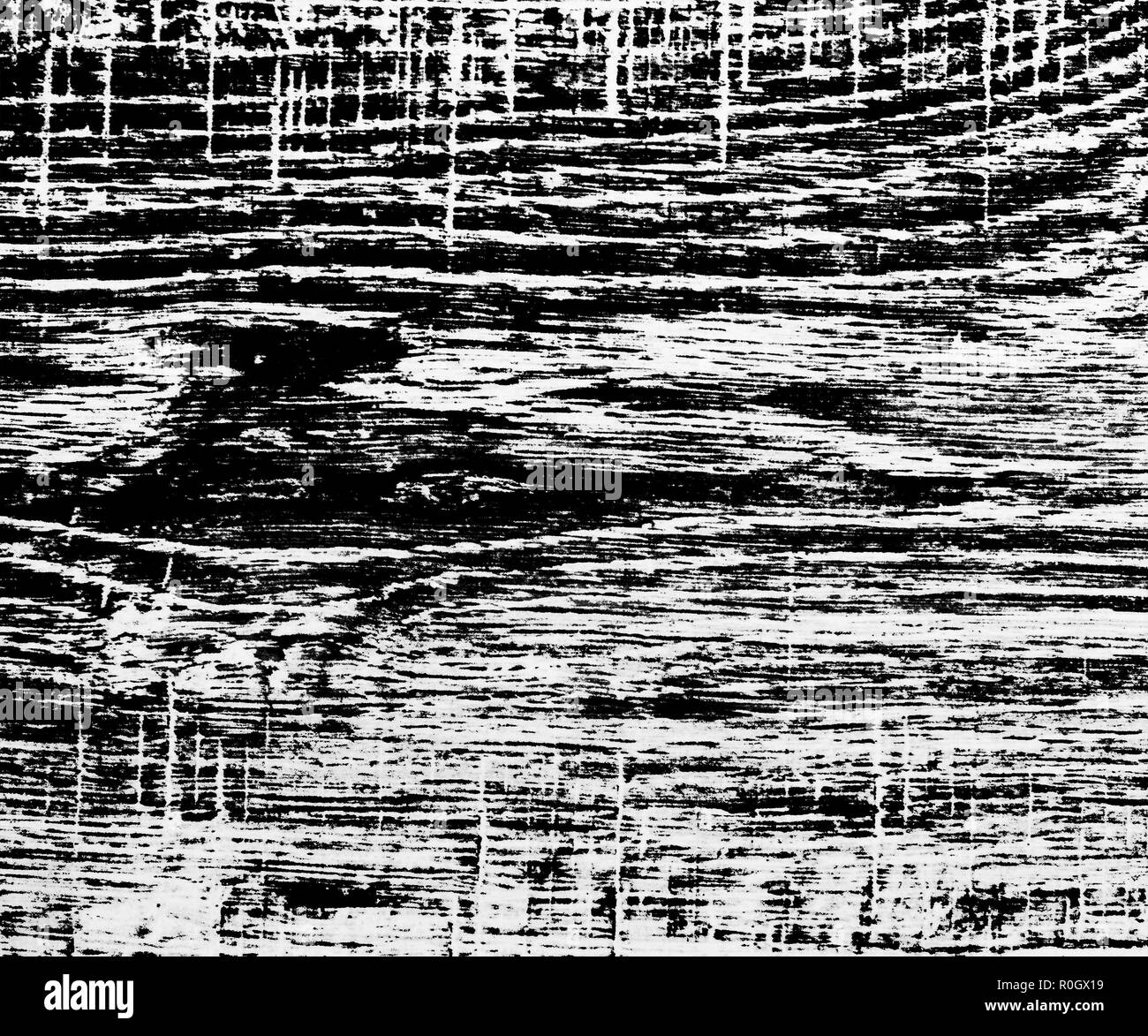 Black and white high contrast wooden texture, lengthwise cut with vertical scratches Stock Photo