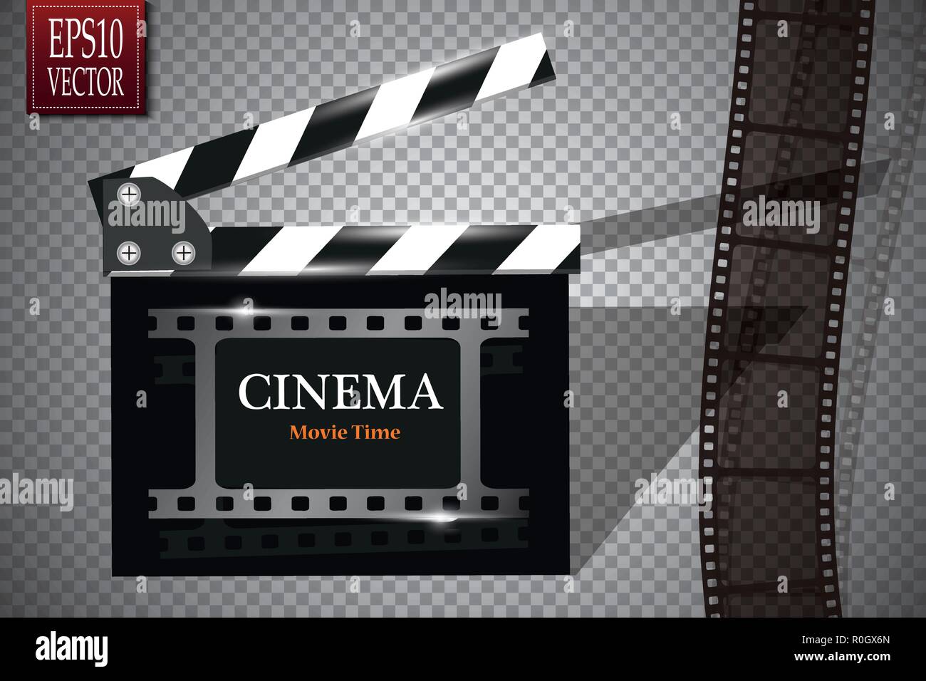 Cinema festival Flyer Or Poster With Movie Reel And Clapper Board. Vector Illustration Of Film Industry. Template For Your Design Stock Vector