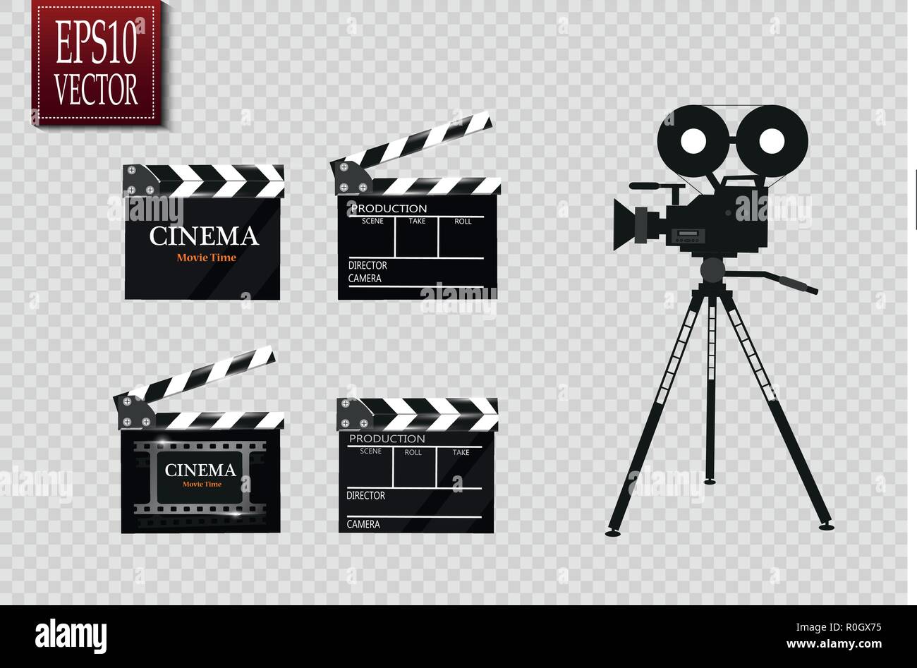 Cinema festival Flyer Or Poster With Movie Reel And Clapper Board. Vector Illustration Of Film Industry. Template For Your Design Stock Vector