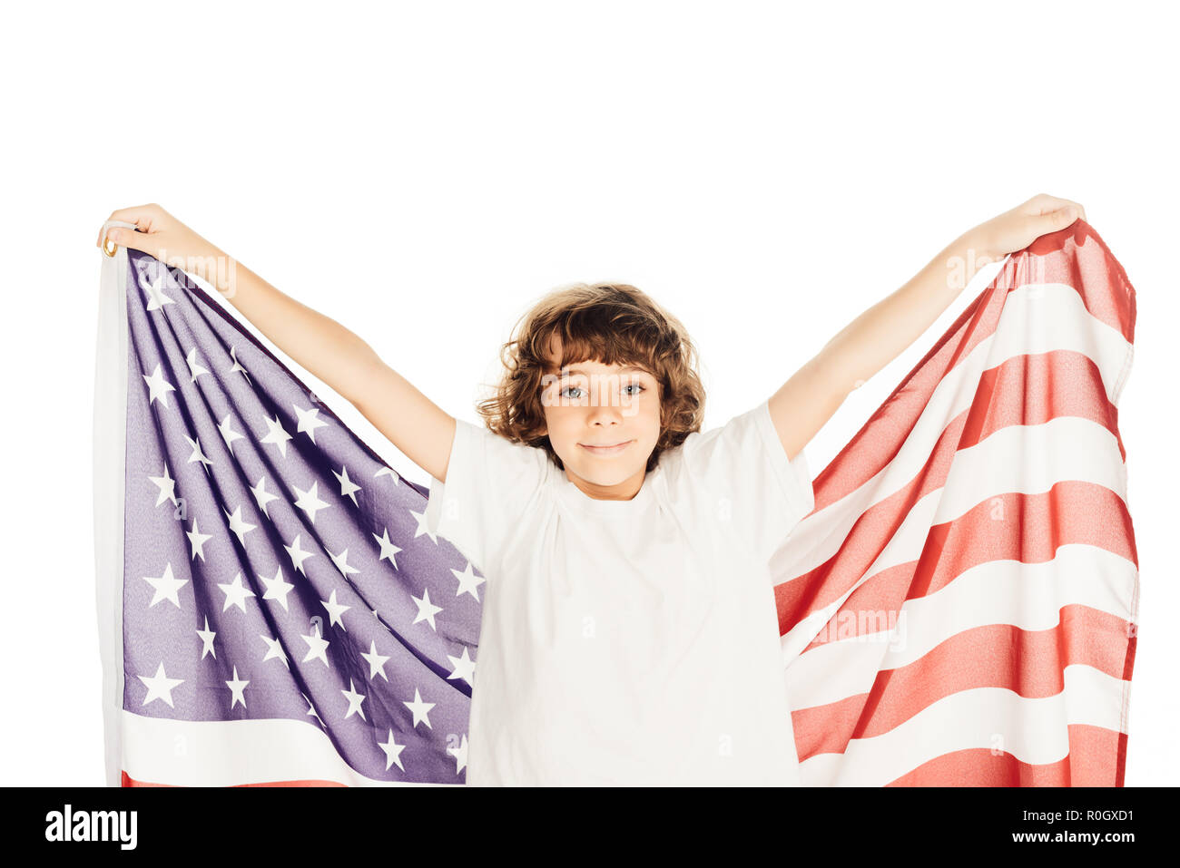 Boy holding american flag hi-res stock photography and images - Alamy