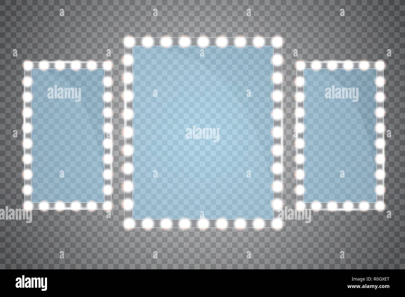 Glass frame with lights isolated. Vector illustration Stock Vector