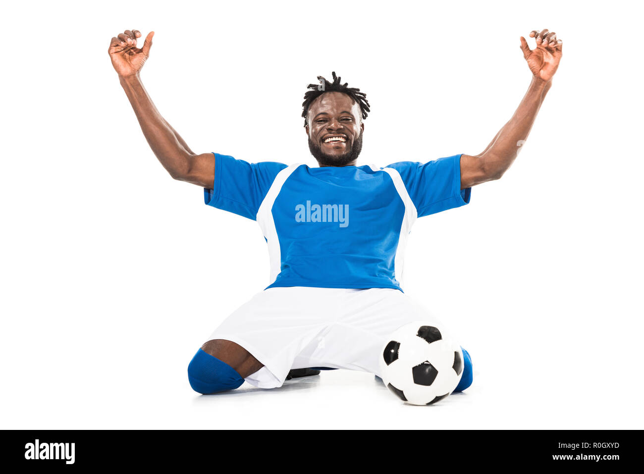 Sport Football Smiling Kneeling Cut Out Stock Images Pictures Alamy