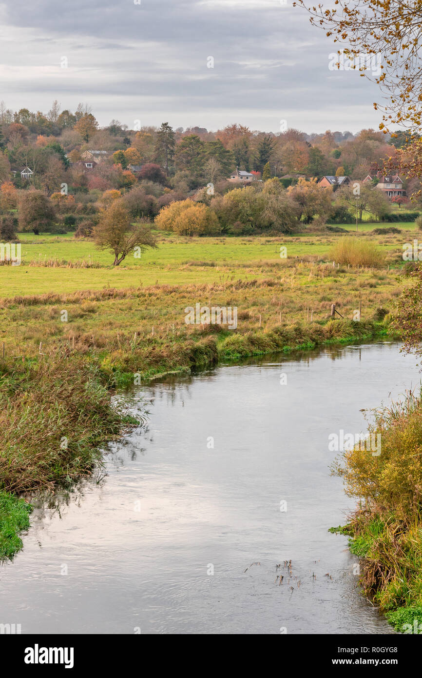 River Itchen near Winchester in Hampshire during autumn, autumnal scenery, England, UK Stock Photo