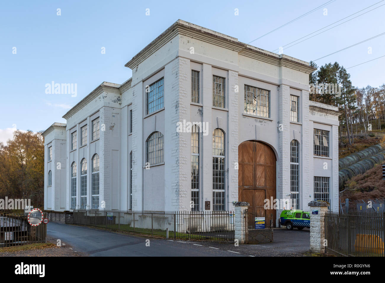 Scottish & Southern Energy Hydro-electric power station at Tummel Bridge, Perth and Kinross, Scotland Stock Photo