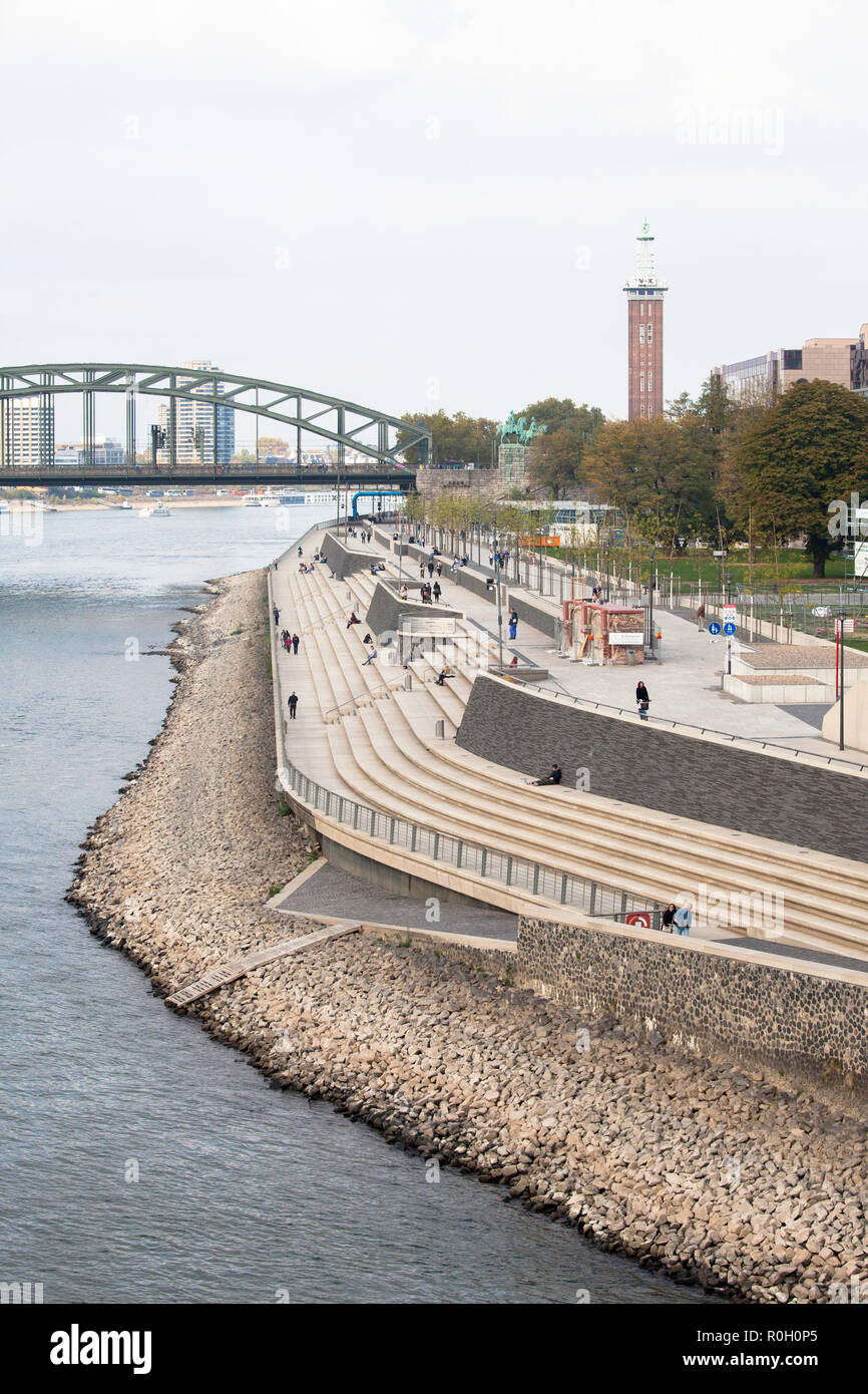 the Rhine boulevard in the district Deutz, Cologne, Germany. The large ...