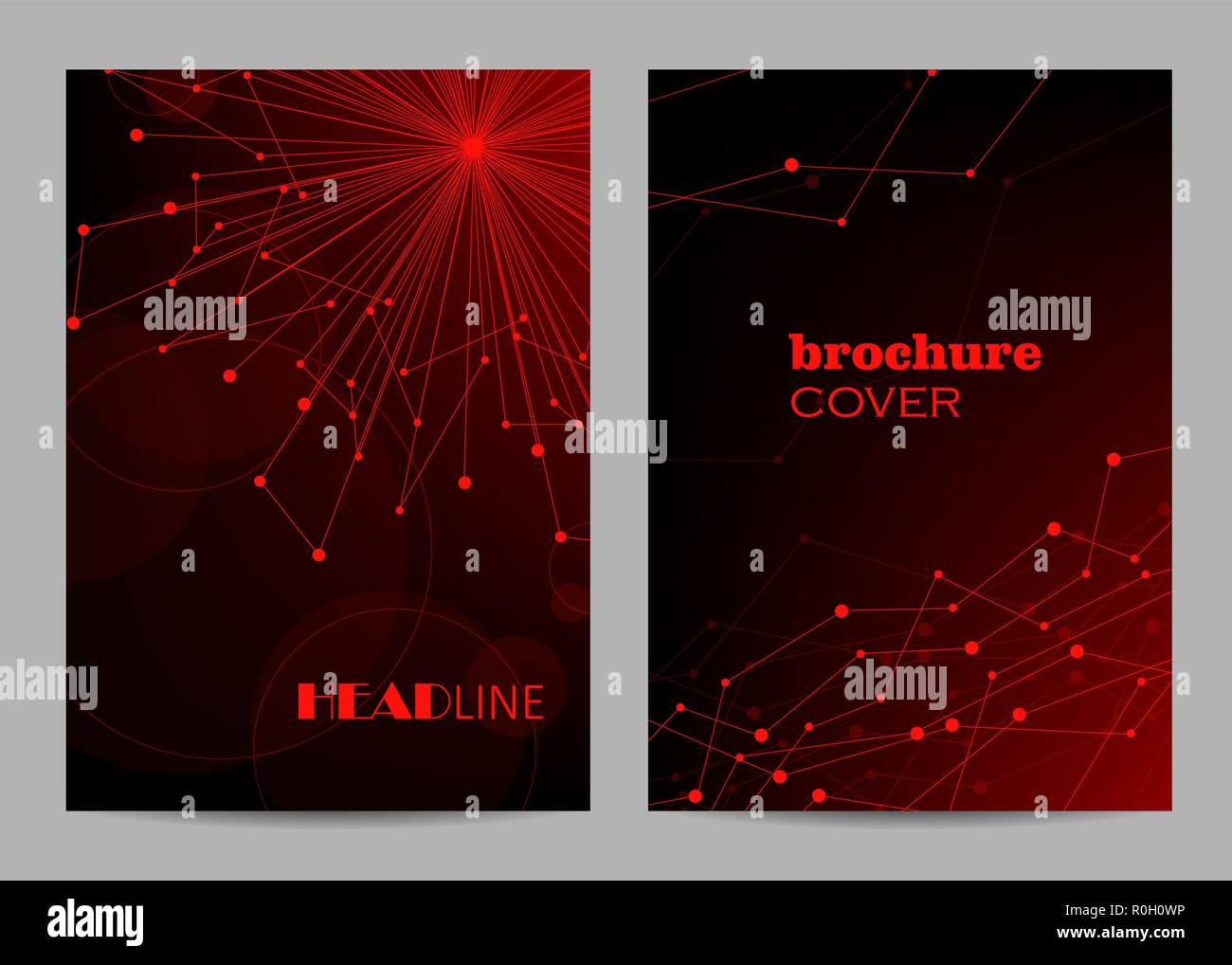 Brochure template layout design. Abstract geometric background with connected lines and dots Stock Vector