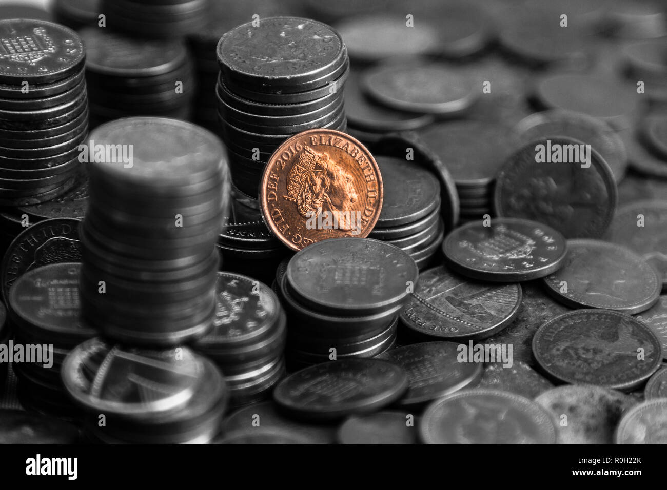 Old british coins copper pennies hi-res stock photography and images ...