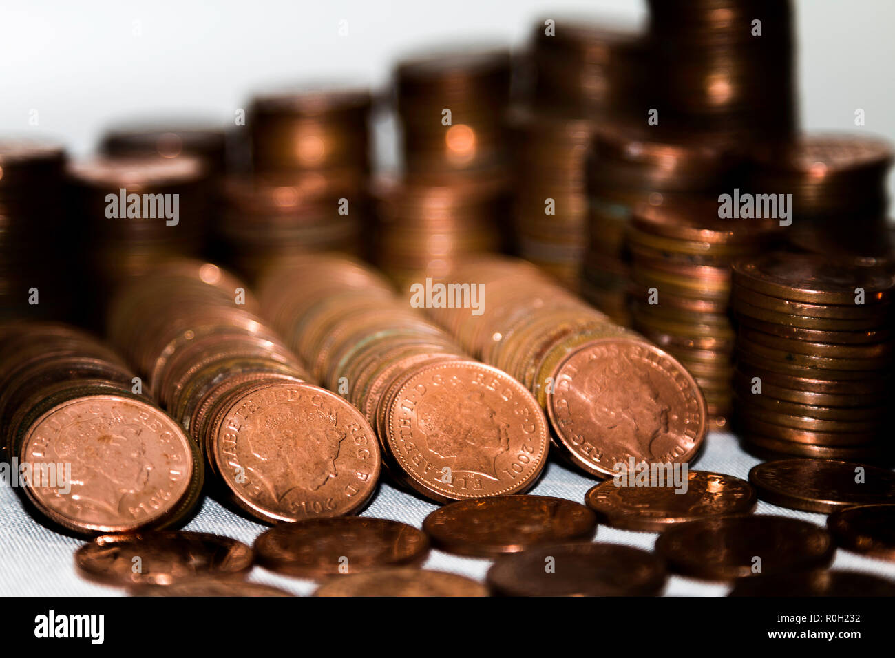 Old british coins copper pennies hi-res stock photography and images ...