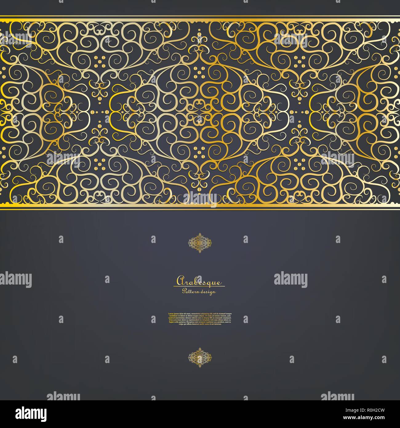 Arabesque blue gold background border vector design Stock Vector